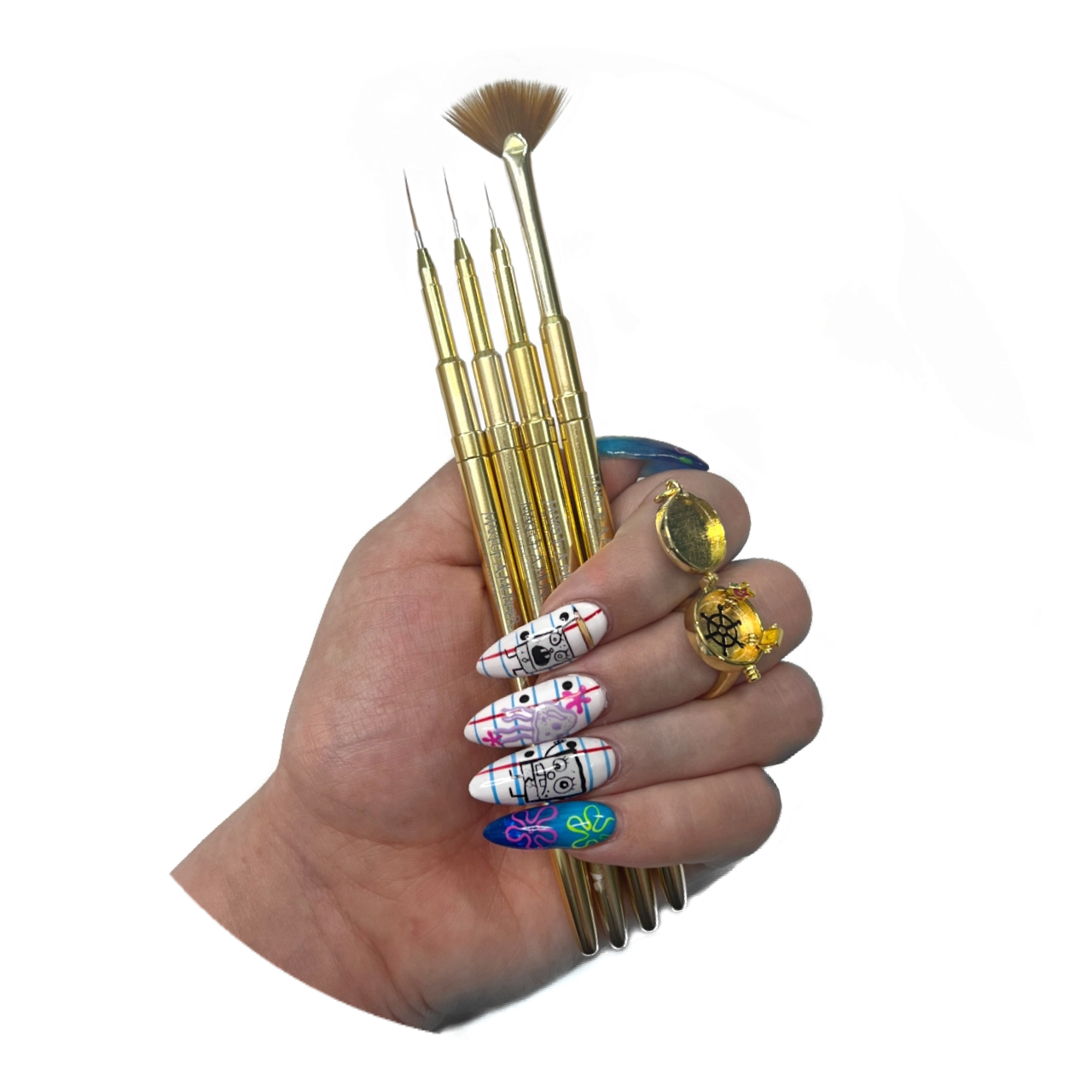 SKETCH ARTIST EYELINER BRUSH GRAPHIC LINER NEON MAKEUP NEON PIGMENT METAL HANDLE WEIGHTED BRUSH EASY GRIP FINE DETAIL DETAILER GOLD ARTIST PRO BRUSH PROFESSIONAL  Edit alt text