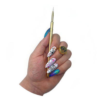 SKETCH ARTIST EYELINER BRUSH GRAPHIC LINER NEON MAKEUP NEON PIGMENT METAL HANDLE WEIGHTED BRUSH EASY GRIP FINE DETAIL DETAILER GOLD ARTIST PRO BRUSH PROFESSIONAL  Edit alt text